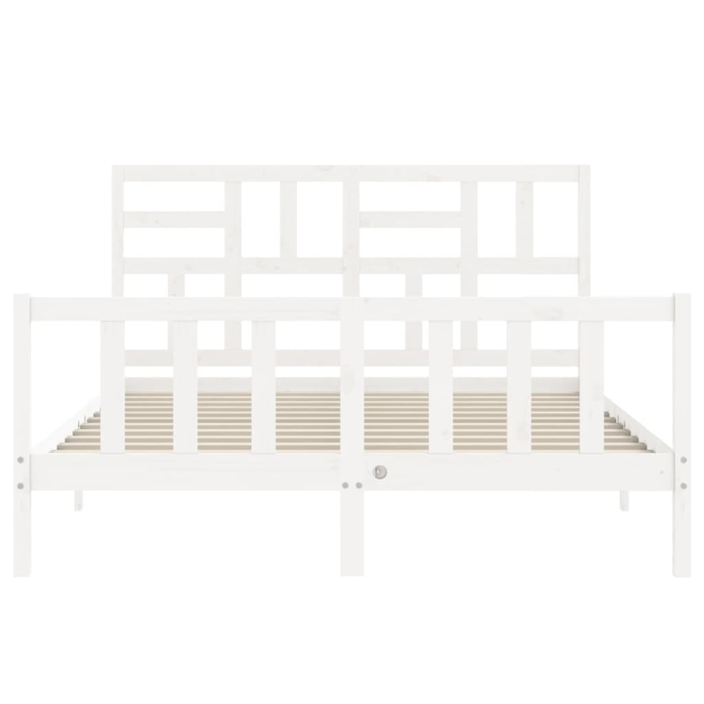 vidaXL Bed Frame without Mattress White King Size Solid Wood Pine