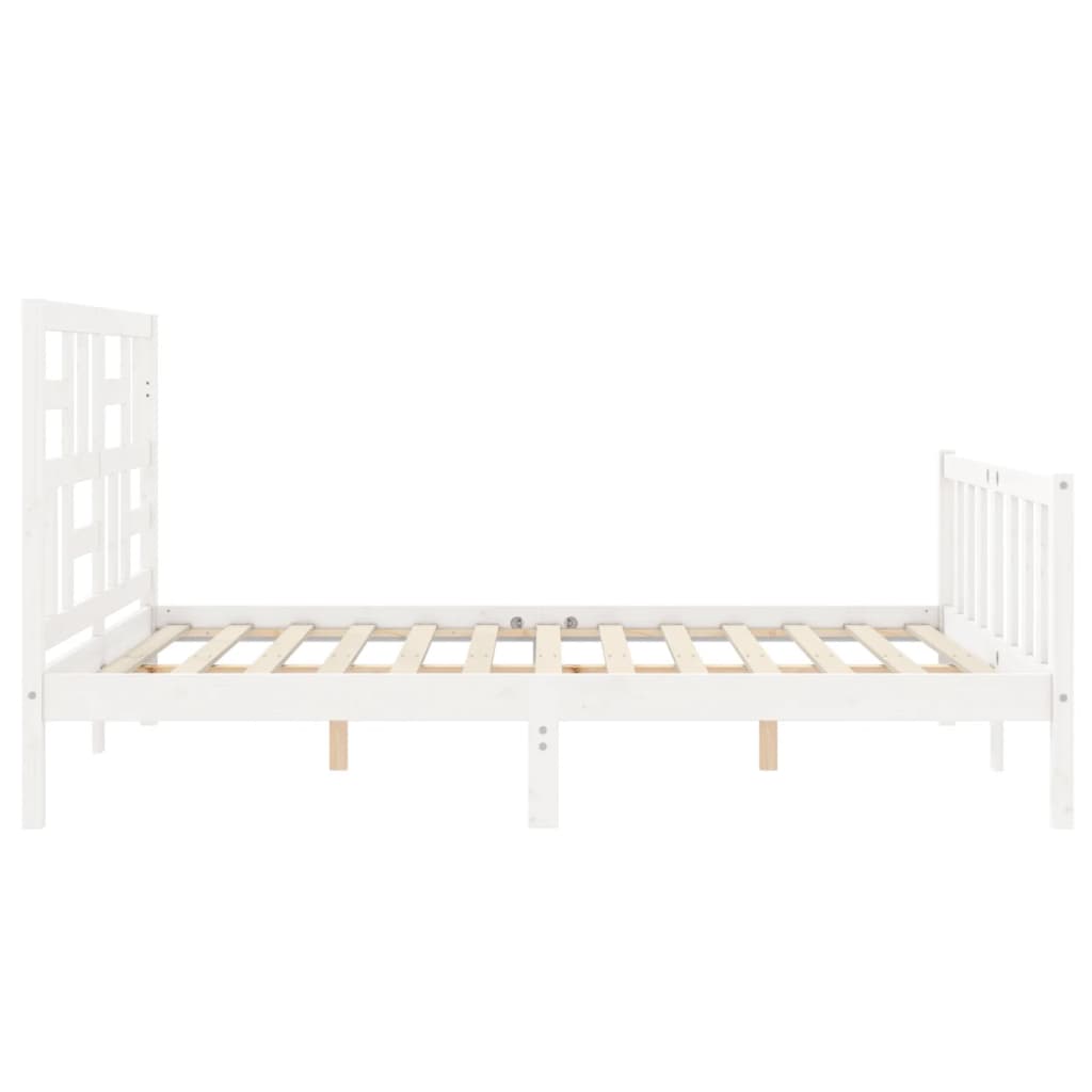 vidaXL Bed Frame without Mattress White King Size Solid Wood Pine