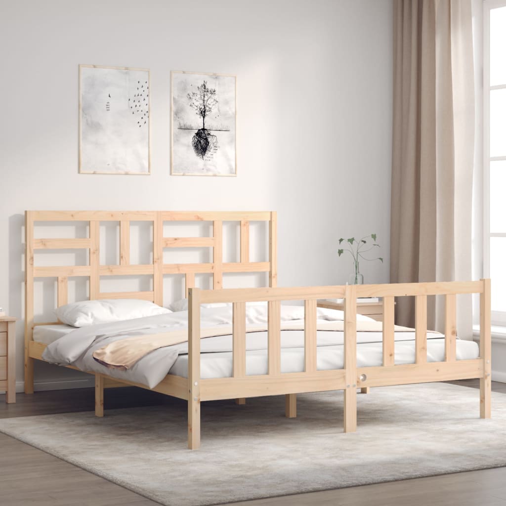 Bed Frame | Natural Pine | Solid Pine Wood, Plywood | Double Size