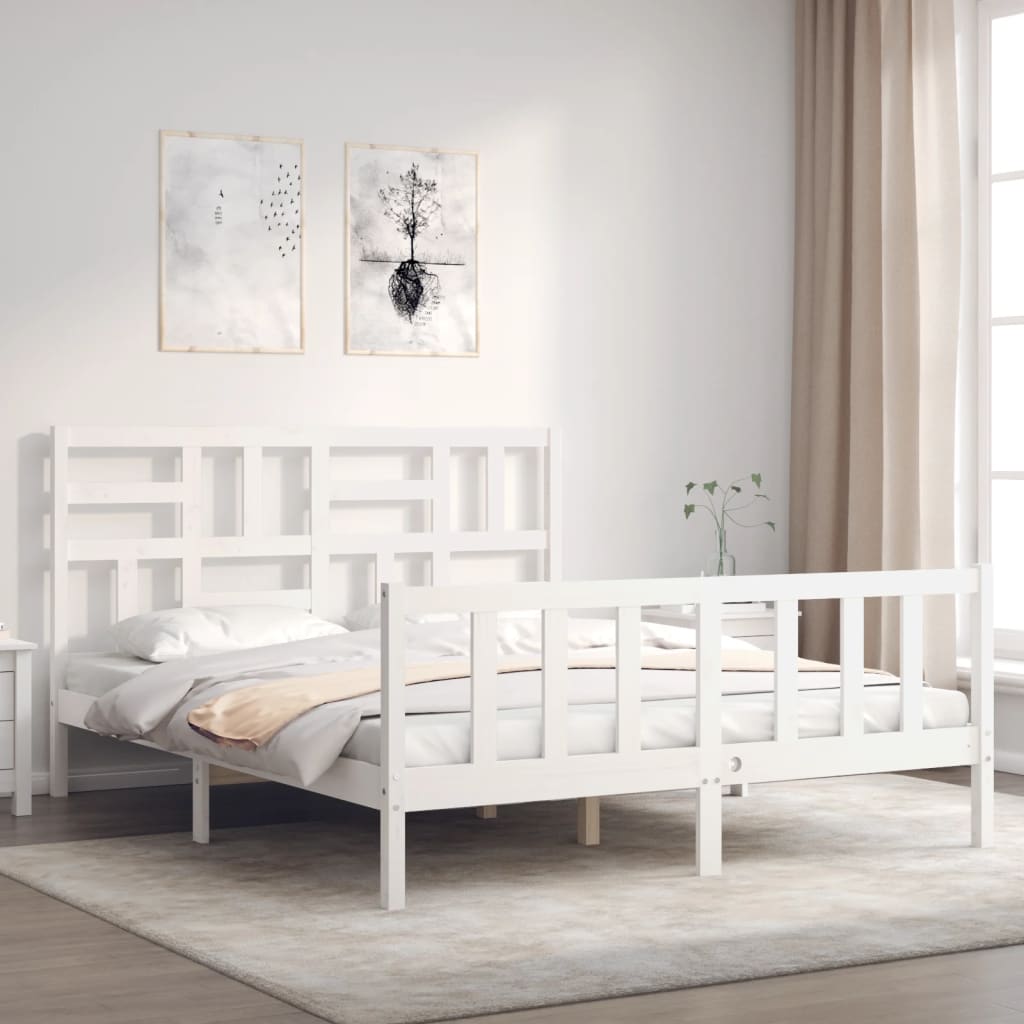 vidaXL Bed Frame without Mattress White 160x200 cm Solid Wood Pine