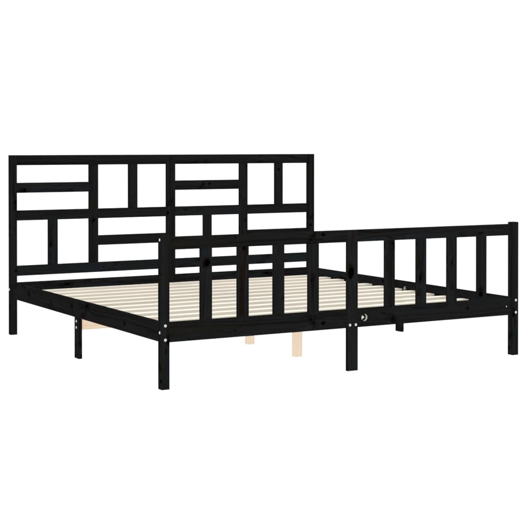 vidaXL Bed Frame without Mattress Black Super King Size Solid Wood Pine