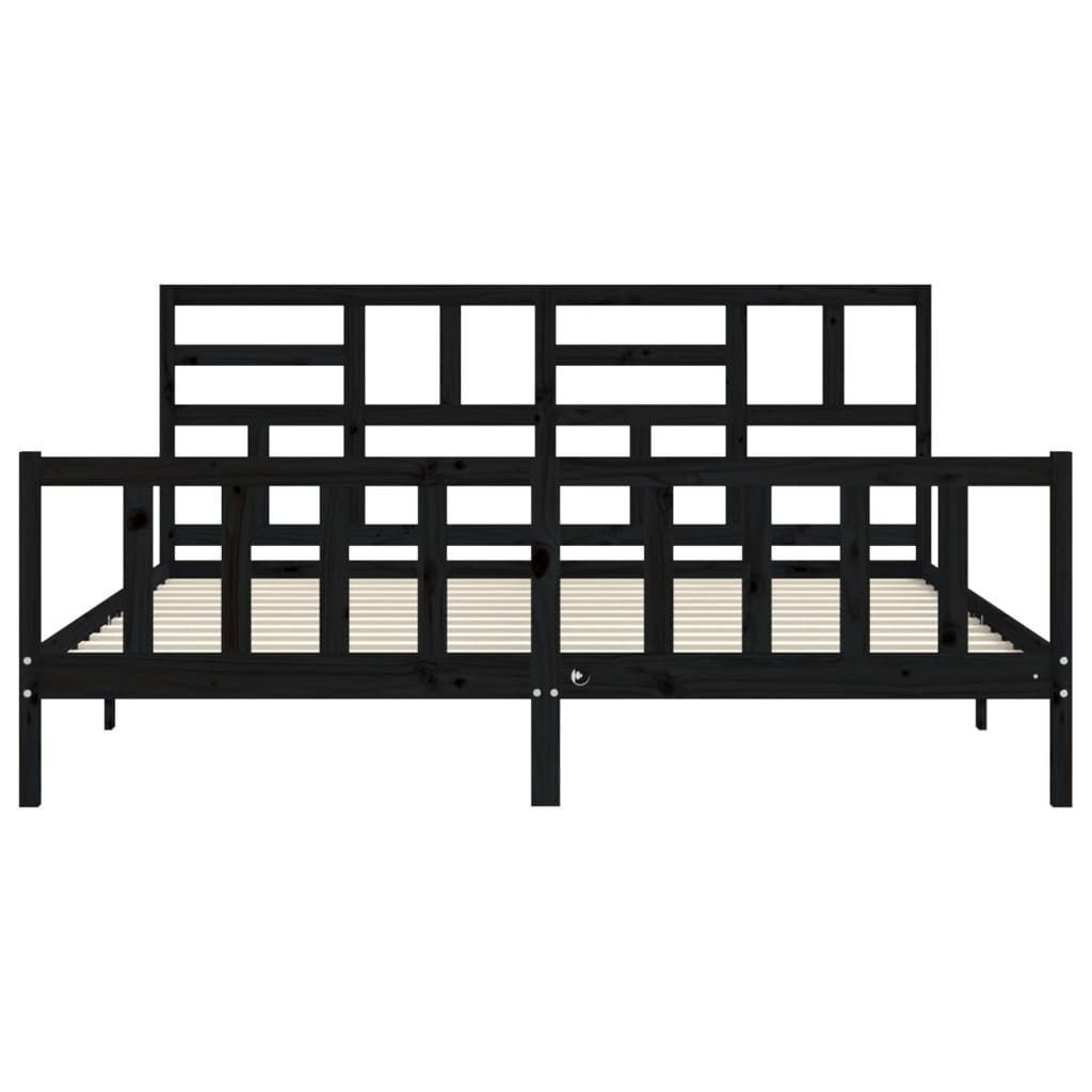 vidaXL Bed Frame without Mattress Black Super King Size Solid Wood Pine