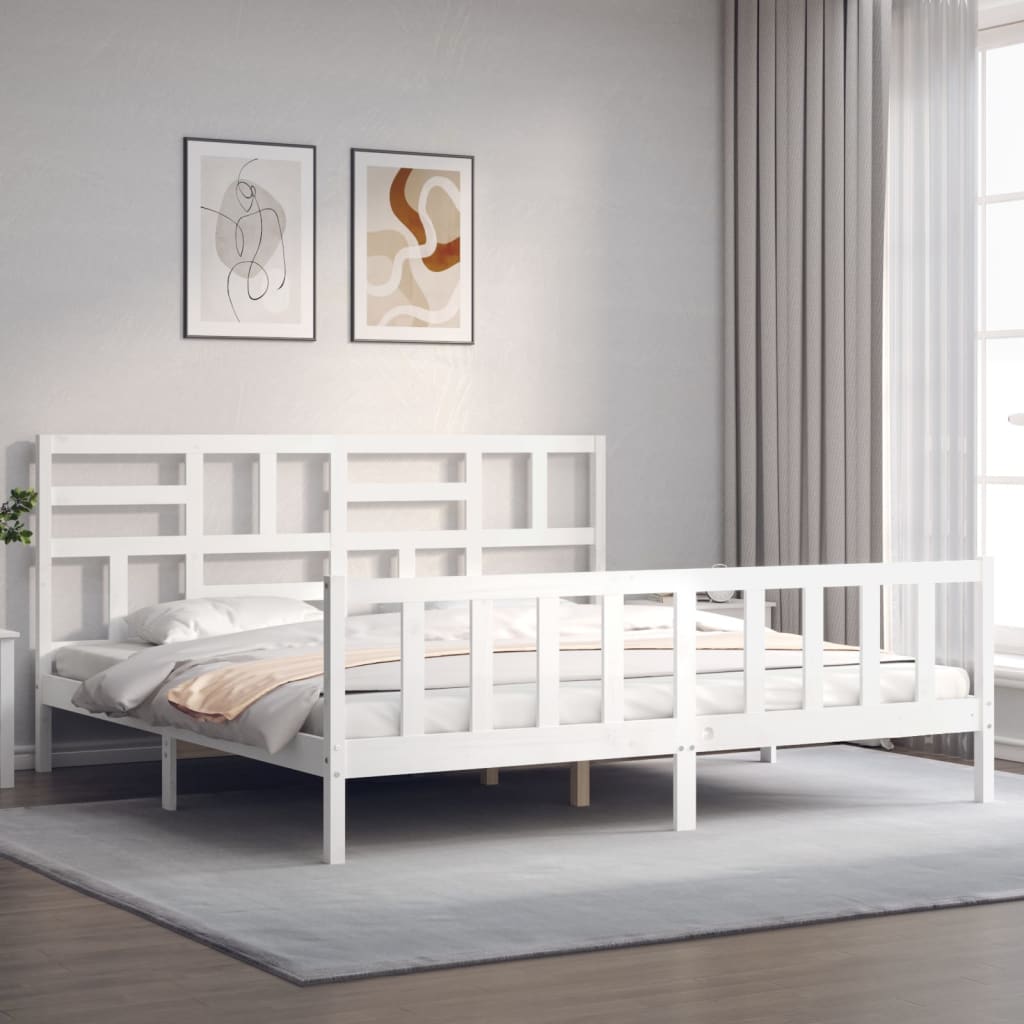 vidaXL Bed Frame without Mattress White 200x200 cm Solid Wood Pine