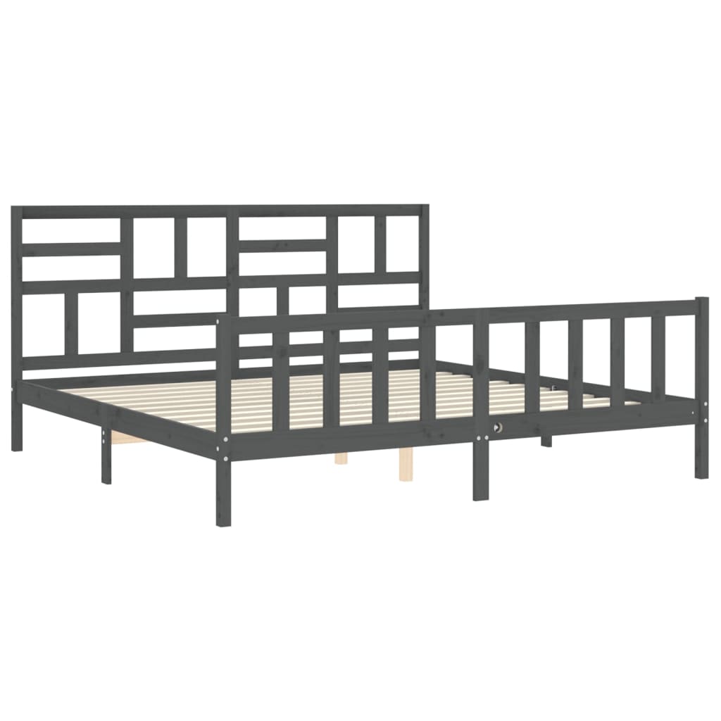 vidaXL Bed Frame without Mattress Grey 200x200 cm Solid Wood Pine