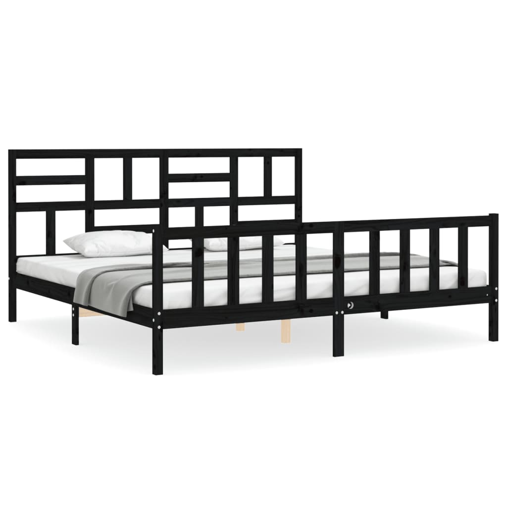 vidaXL Bed Frame without Mattress Black 200x200 cm Solid Wood Pine