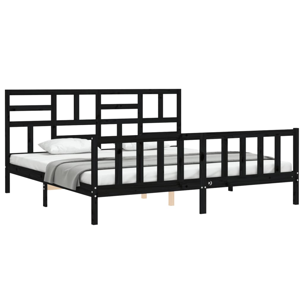 vidaXL Bed Frame without Mattress Black 200x200 cm Solid Wood Pine