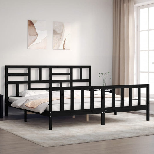 vidaXL Bed Frame without Mattress Black 200x200 cm Solid Wood Pine