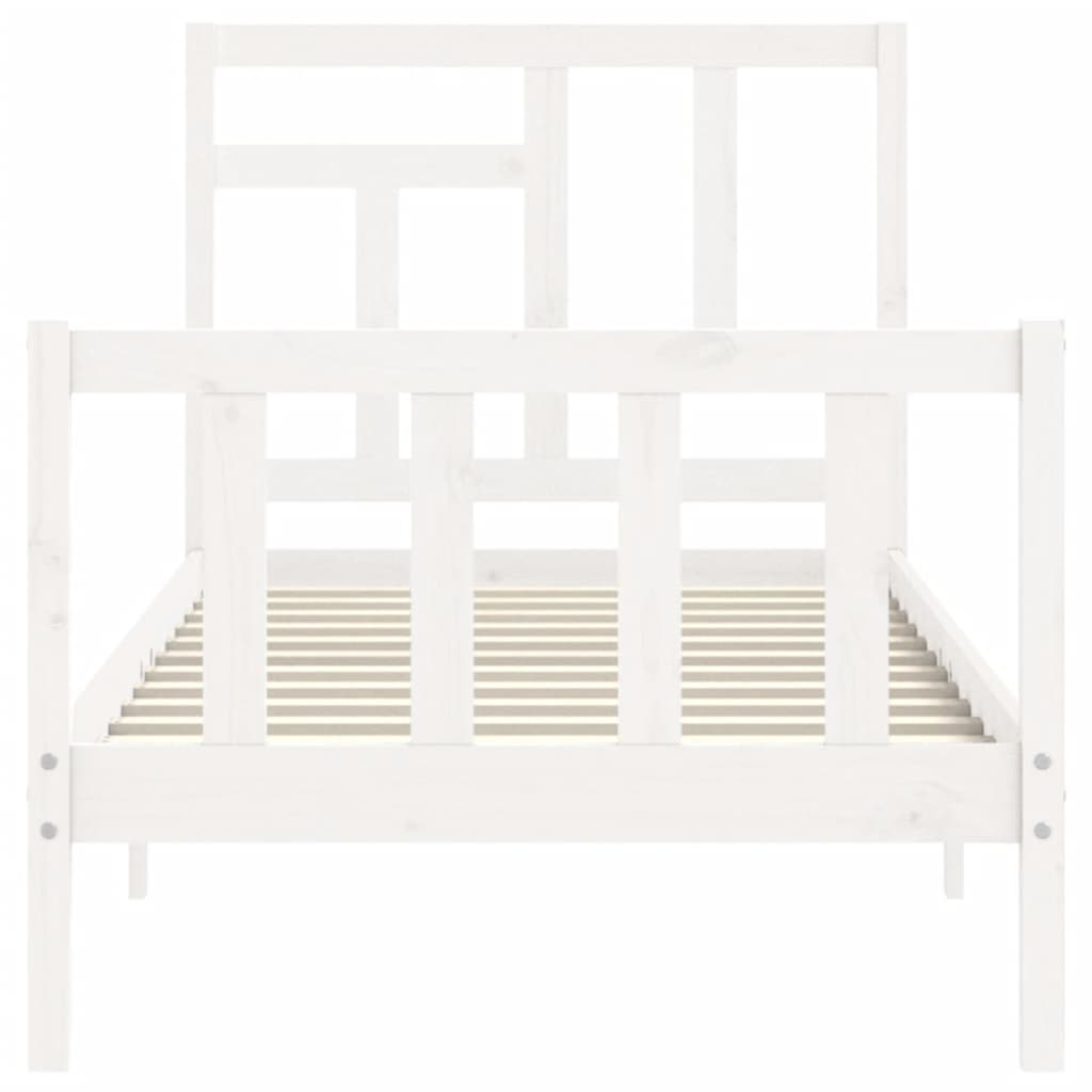 vidaXL Bed Frame without Mattress White Single Solid Wood Pine