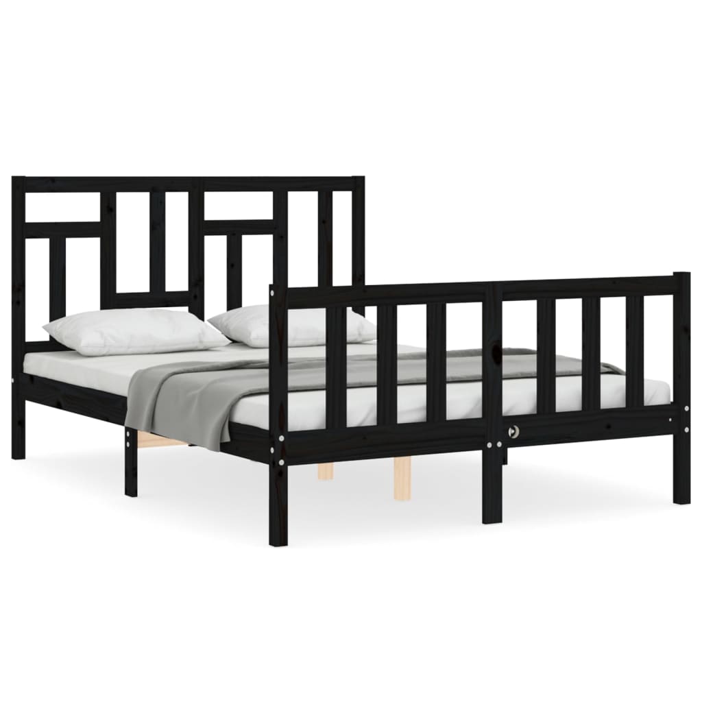 vidaXL Bed Frame without Mattress Black Small Double Solid Wood Pine