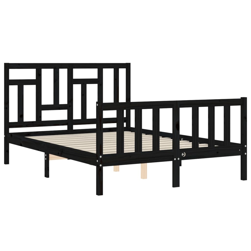 vidaXL Bed Frame without Mattress Black Small Double Solid Wood Pine