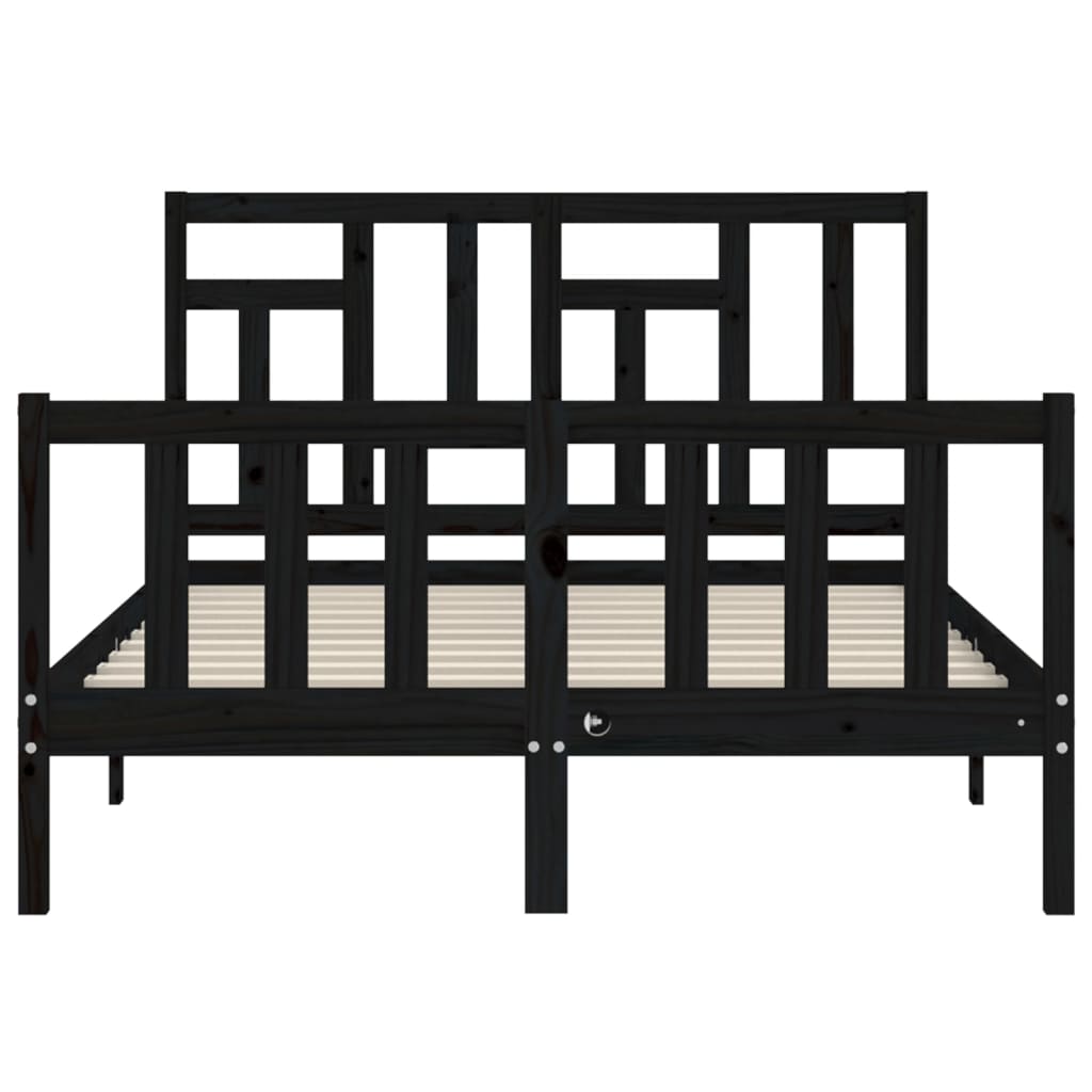 vidaXL Bed Frame without Mattress Black Small Double Solid Wood Pine