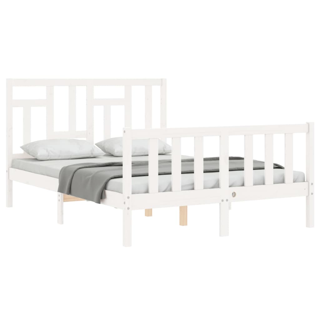 vidaXL Bed Frame without Mattress White 140x190 cm Solid Wood Pine