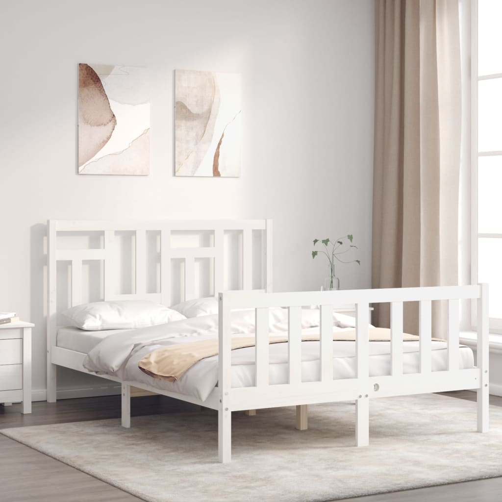 vidaXL Bed Frame without Mattress White 140x190 cm Solid Wood Pine