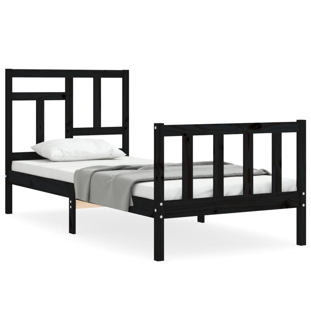 vidaXL Bed Frame without Mattress Black 90x200 cm Solid Wood Pine