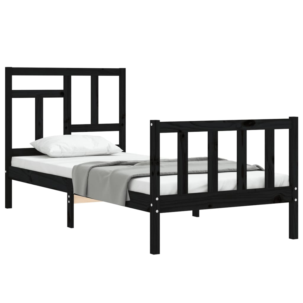 vidaXL Bed Frame without Mattress Black 90x200 cm Solid Wood Pine