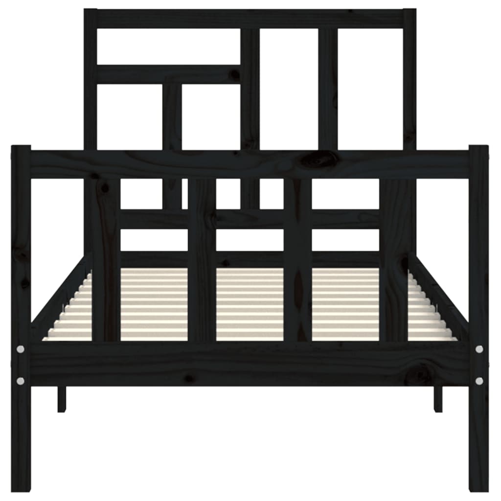 vidaXL Bed Frame without Mattress Black 90x200 cm Solid Wood Pine