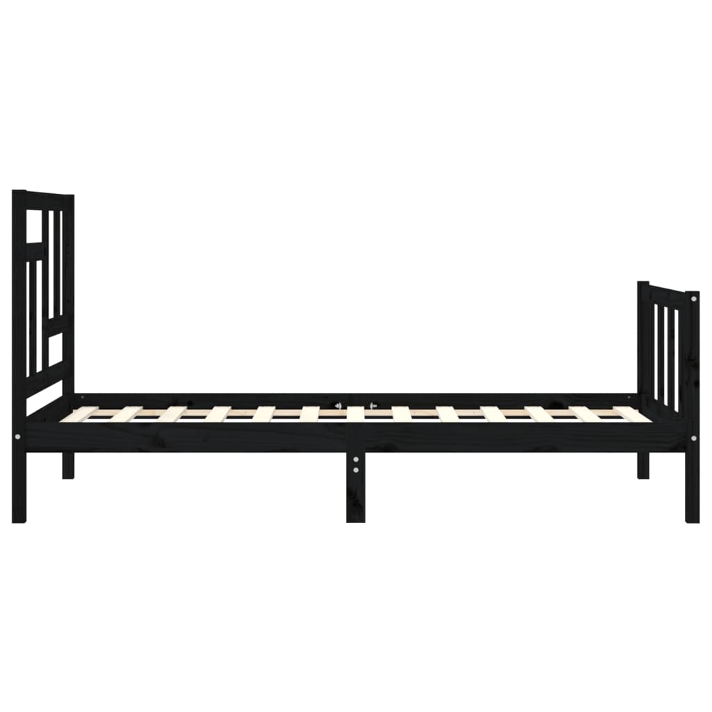 vidaXL Bed Frame without Mattress Black 90x200 cm Solid Wood Pine