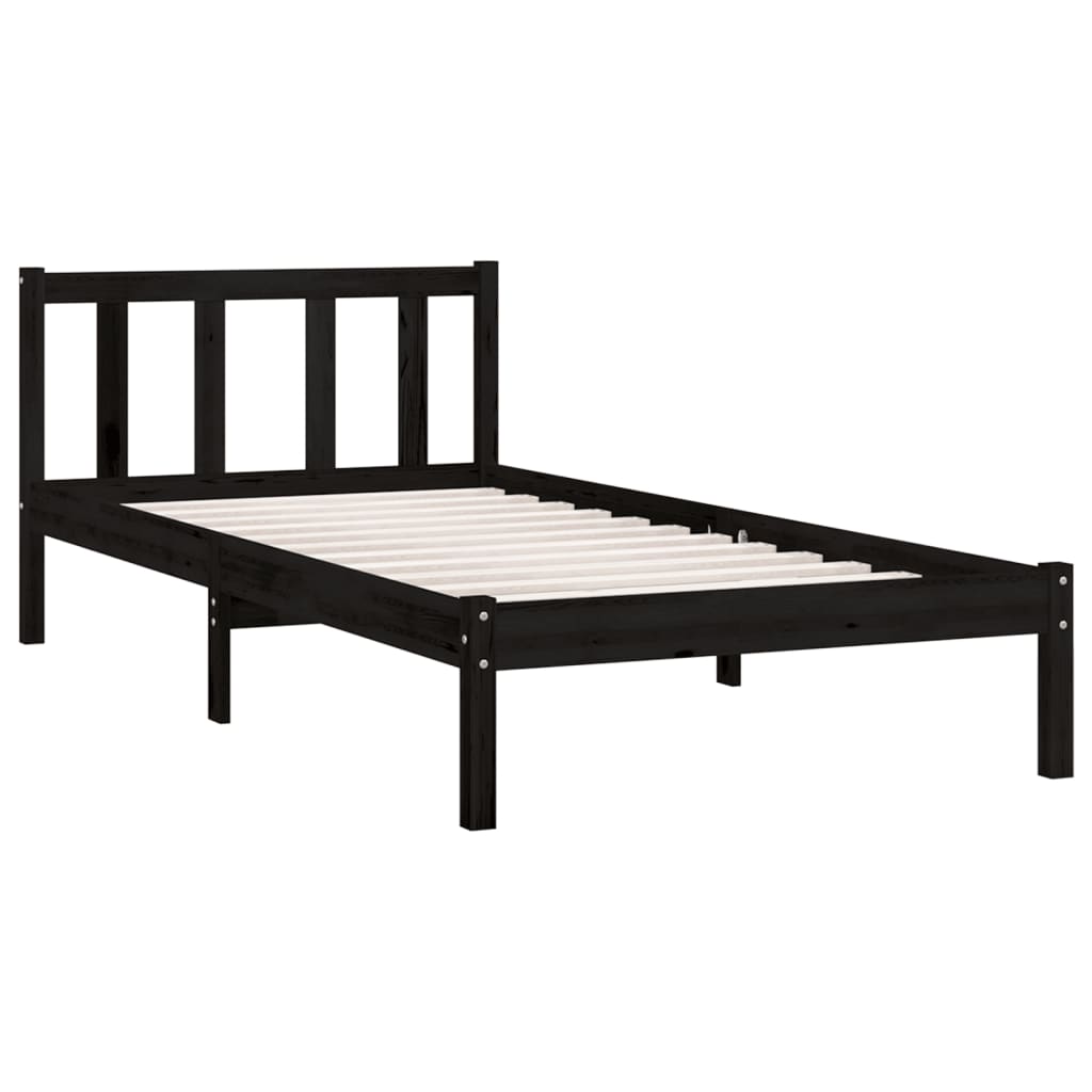 vidaXL Bed Frame without Mattress Black 90x200 cm Solid Wood Pine