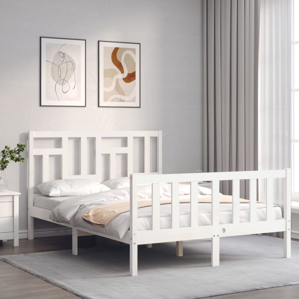 vidaXL Bed Frame without Mattress White 120x200 cm Solid Wood Pine