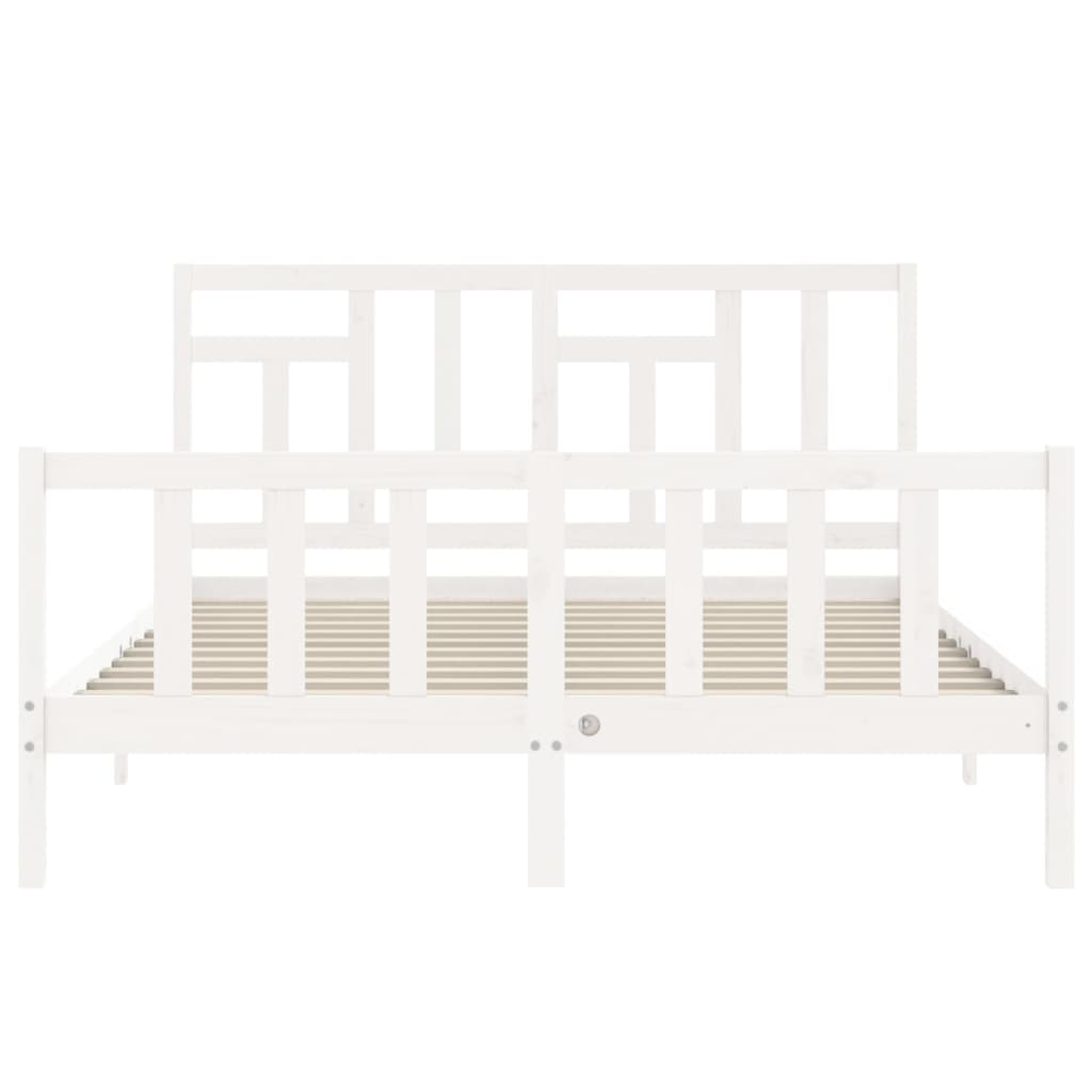 vidaXL Bed Frame without Mattress White King Size Solid Wood Pine