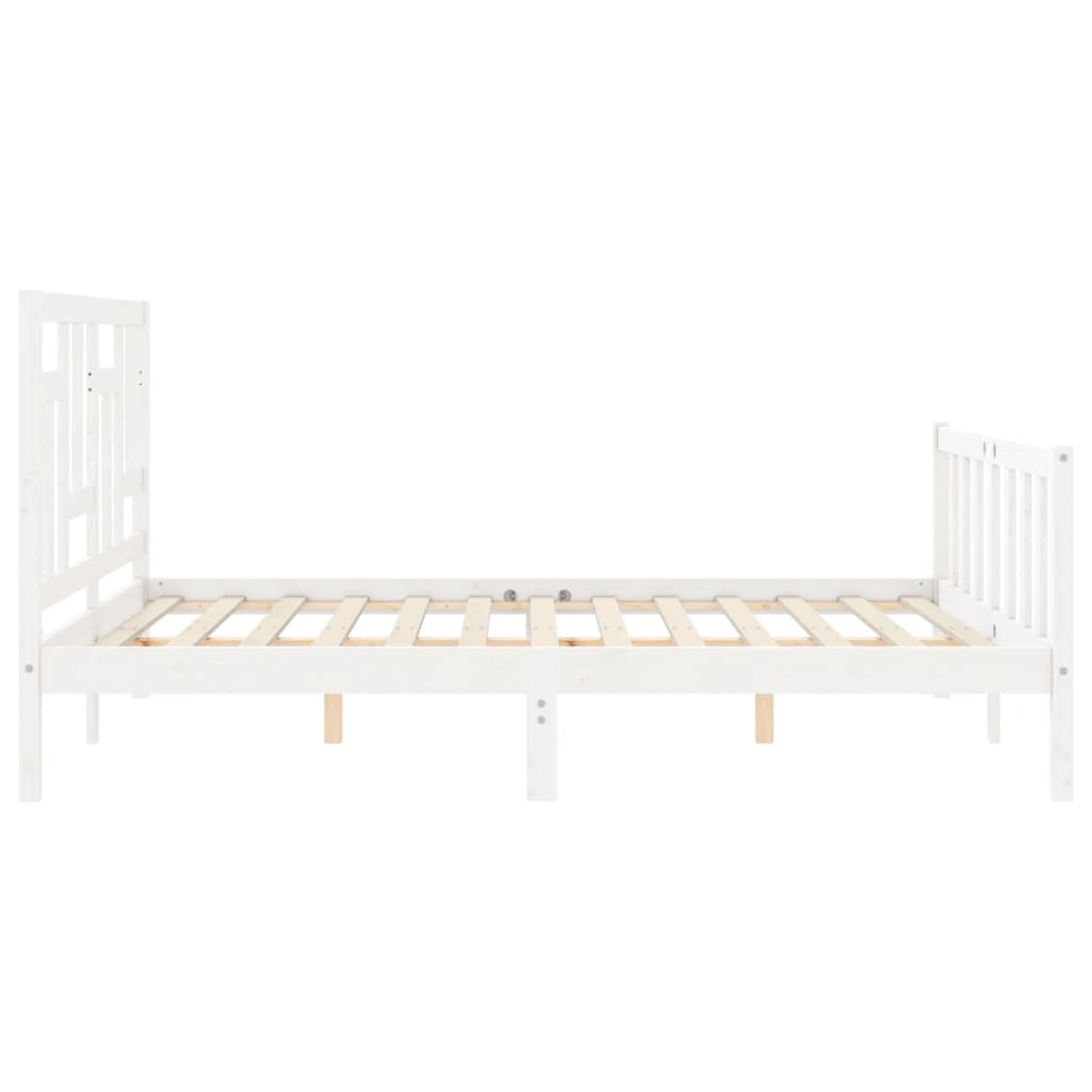 vidaXL Bed Frame without Mattress White King Size Solid Wood Pine