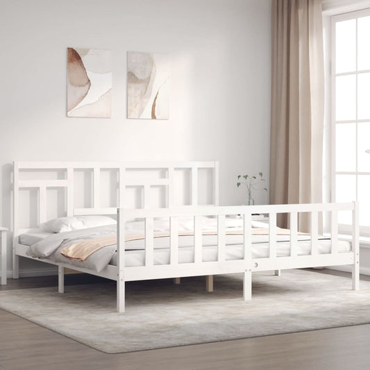 vidaXL Bed Frame without Mattress White Super King Size Solid Wood Pine