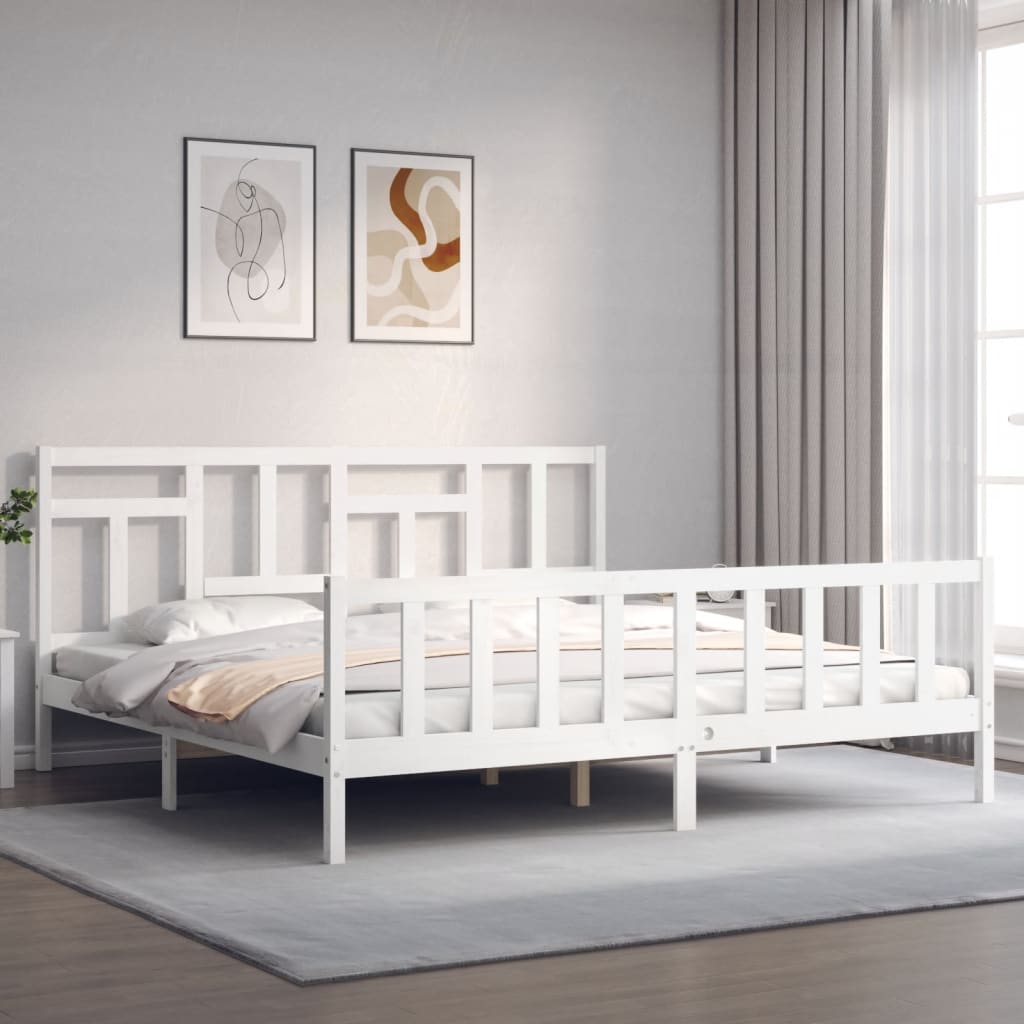 vidaXL Bed Frame without Mattress White 200x200 cm Solid Wood Pine