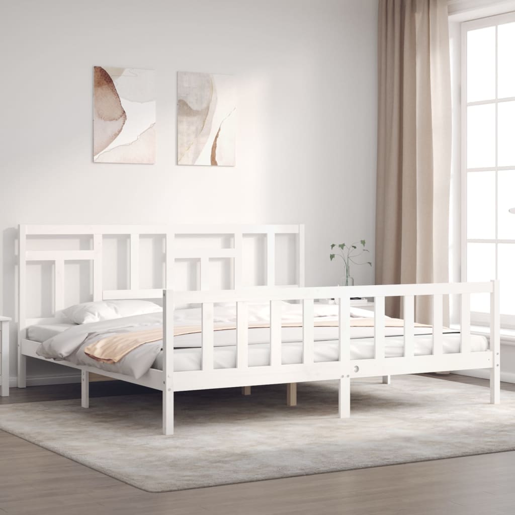 vidaXL Bed Frame without Mattress White 200x200 cm Solid Wood Pine