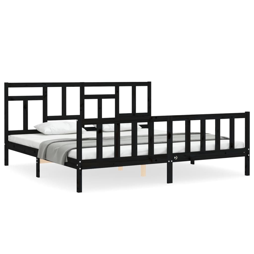 vidaXL Bed Frame without Mattress Black 200x200 cm Solid Wood Pine