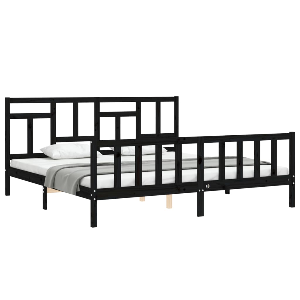 vidaXL Bed Frame without Mattress Black 200x200 cm Solid Wood Pine