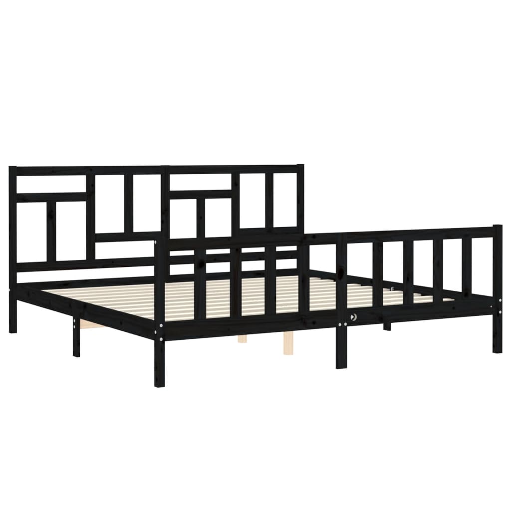 vidaXL Bed Frame without Mattress Black 200x200 cm Solid Wood Pine