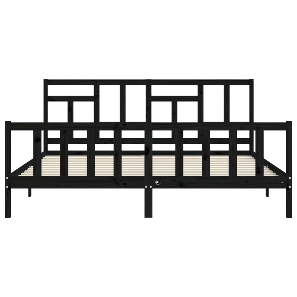 vidaXL Bed Frame without Mattress Black 200x200 cm Solid Wood Pine