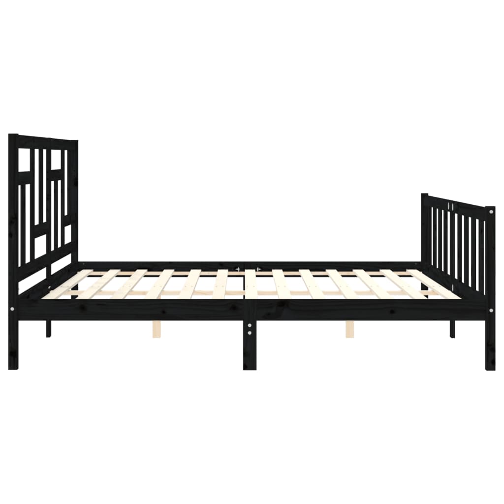 vidaXL Bed Frame without Mattress Black 200x200 cm Solid Wood Pine