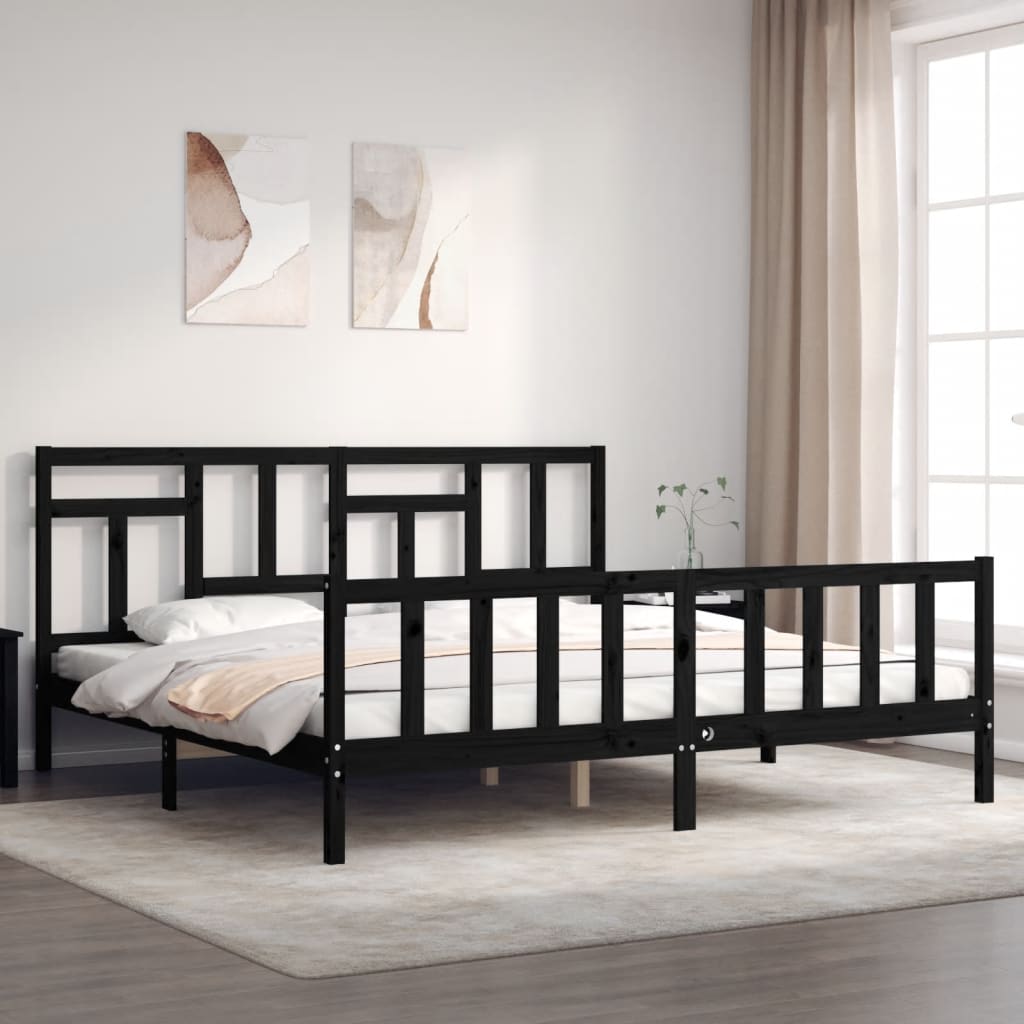 vidaXL Bed Frame without Mattress Black 200x200 cm Solid Wood Pine