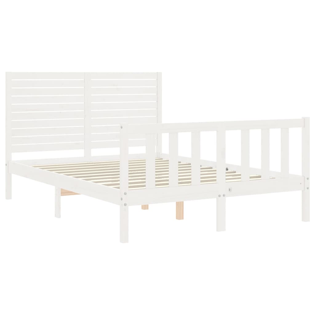 vidaXL Bed Frame without Mattress White Small Double Solid Wood Pine