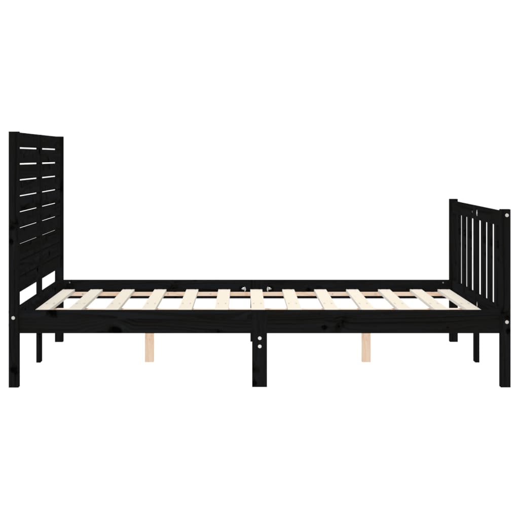 vidaXL Bed Frame without Mattress Black 140x190 cm Solid Wood Pine