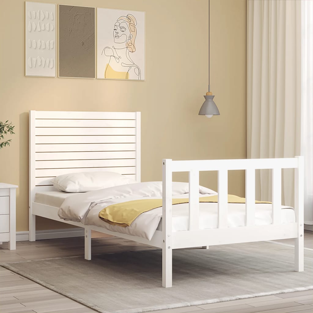 vidaXL Bed Frame without Mattress White 100x200 cm Solid Wood Pine