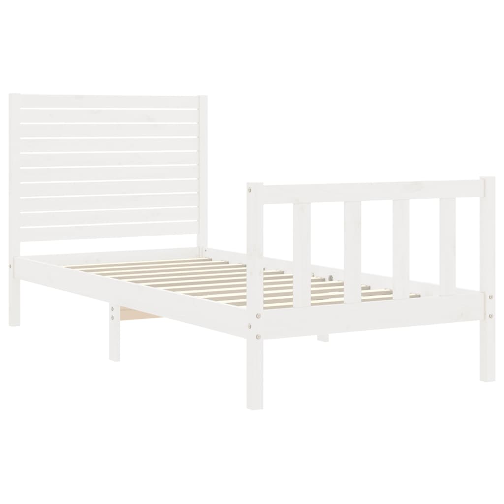 vidaXL Bed Frame without Mattress White 100x200 cm Solid Wood Pine