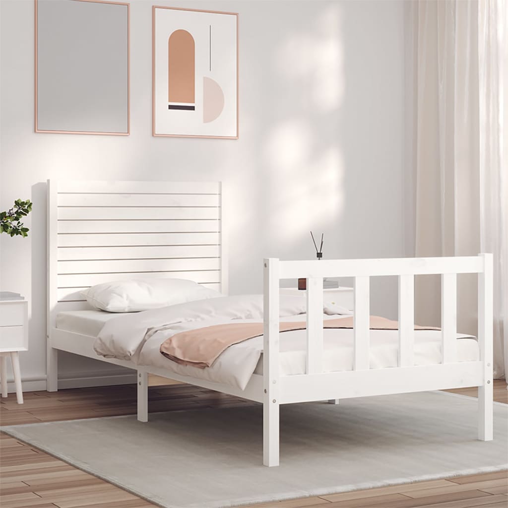 vidaXL Bed Frame without Mattress White 100x200 cm Solid Wood Pine