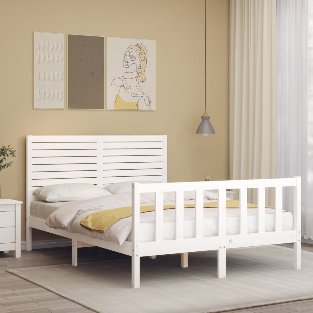 vidaXL Bed Frame without Mattress White 120x200 cm Solid Wood Pine