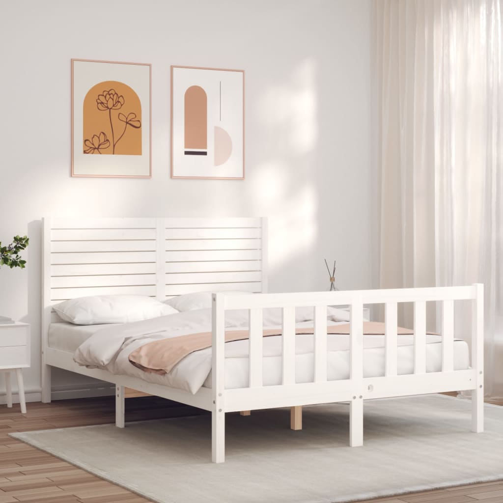 vidaXL Bed Frame without Mattress White 120x200 cm Solid Wood Pine