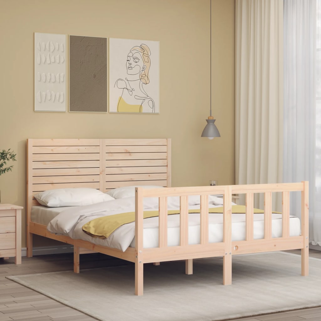 Bed Frame without Mattress 140x200 cm Solid Wood Pine