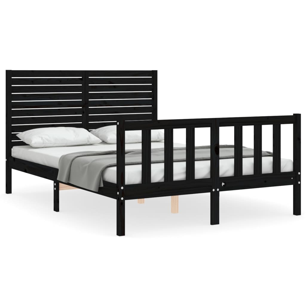 vidaXL Bed Frame without Mattress Black 140x200 cm Solid Wood Pine