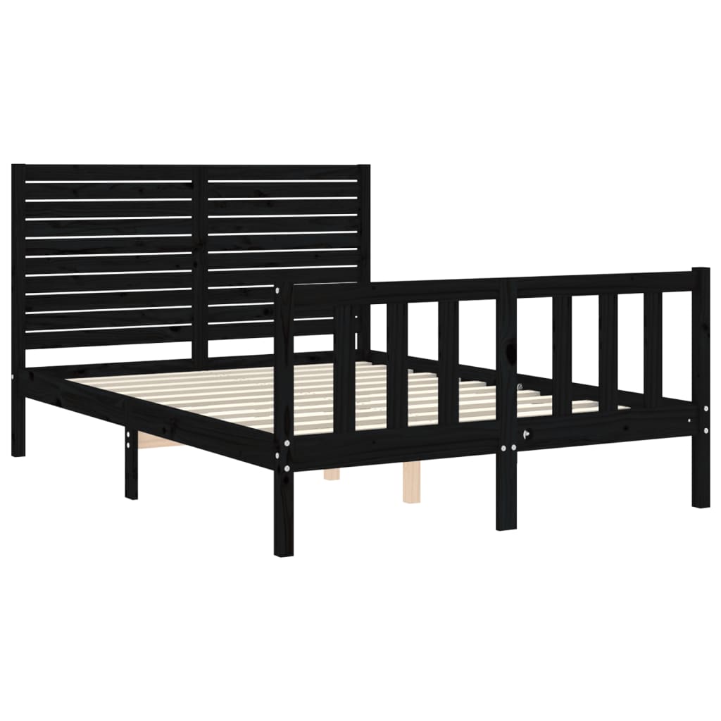 vidaXL Bed Frame without Mattress Black 140x200 cm Solid Wood Pine