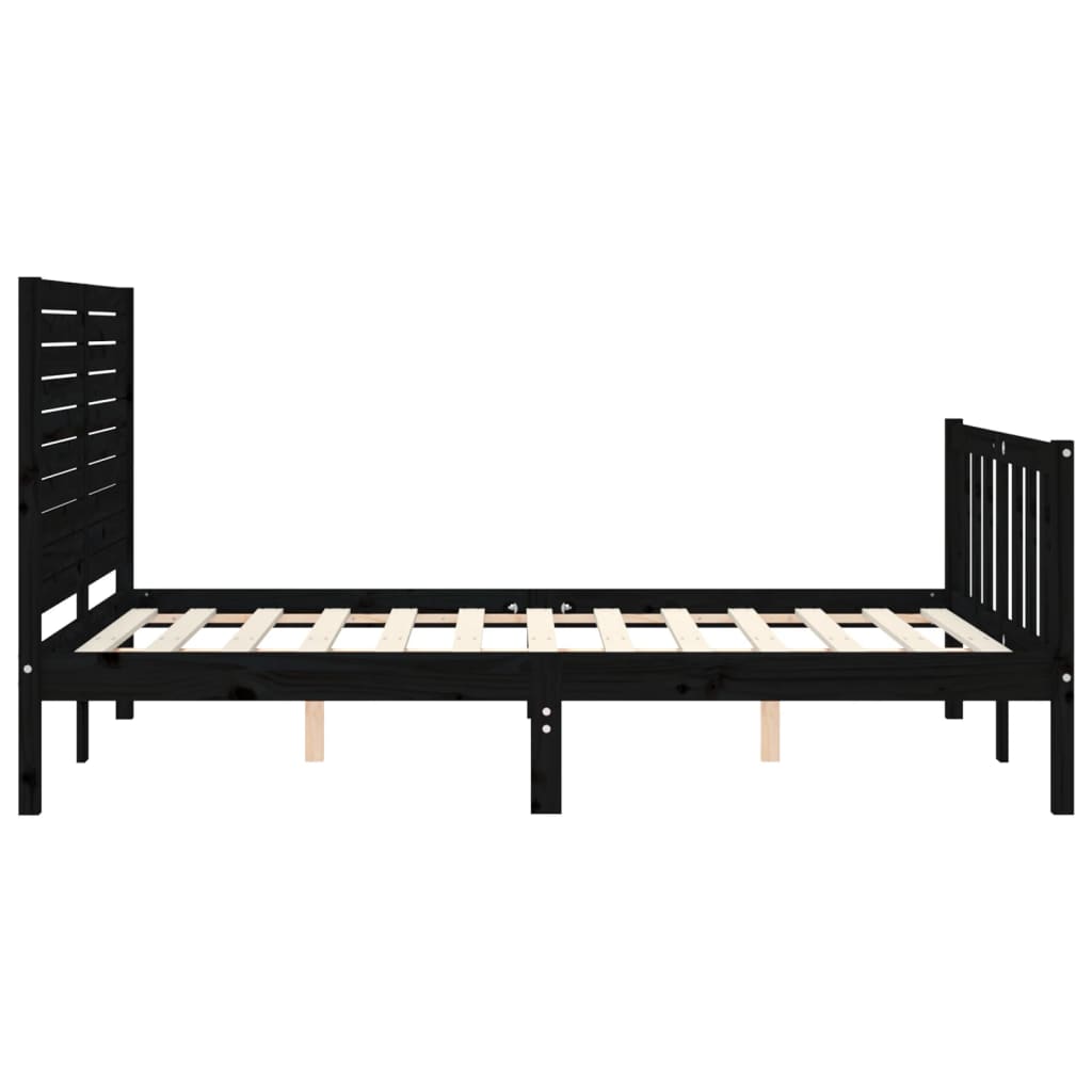 vidaXL Bed Frame without Mattress Black 140x200 cm Solid Wood Pine