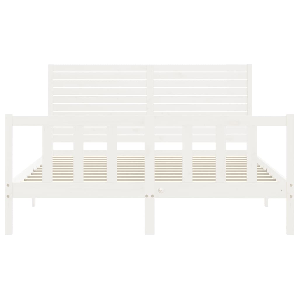 vidaXL Bed Frame without Mattress White King Size Solid Wood Pine