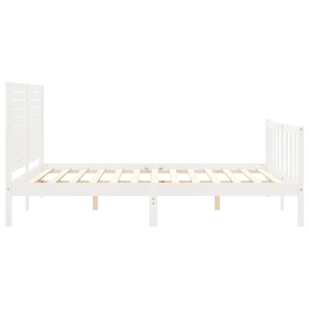 vidaXL Bed Frame without Mattress White King Size Solid Wood Pine