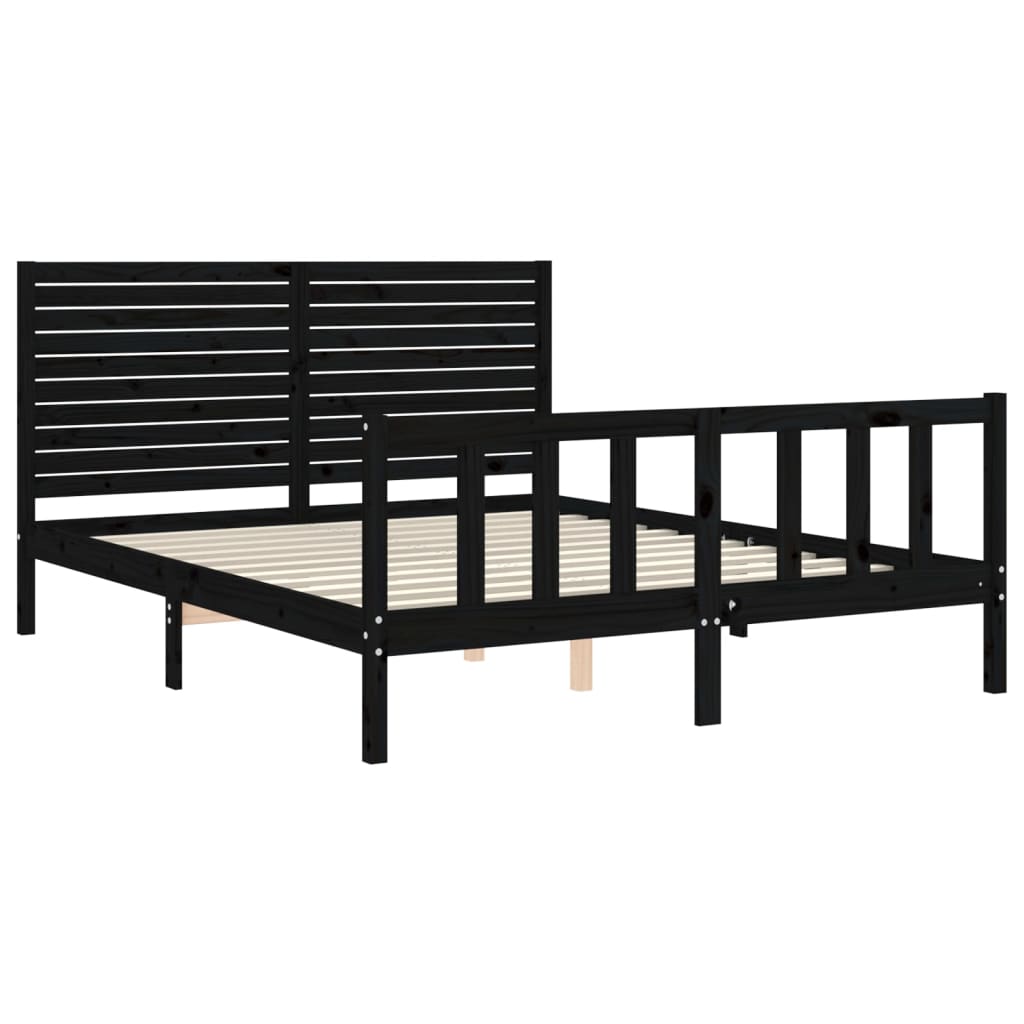 vidaXL Bed Frame without Mattress Black 160x200 cm Solid Wood Pine