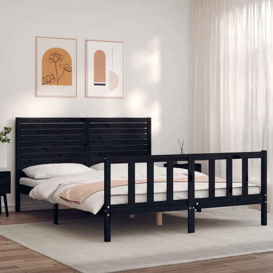 vidaXL Bed Frame without Mattress Black 160x200 cm Solid Wood Pine