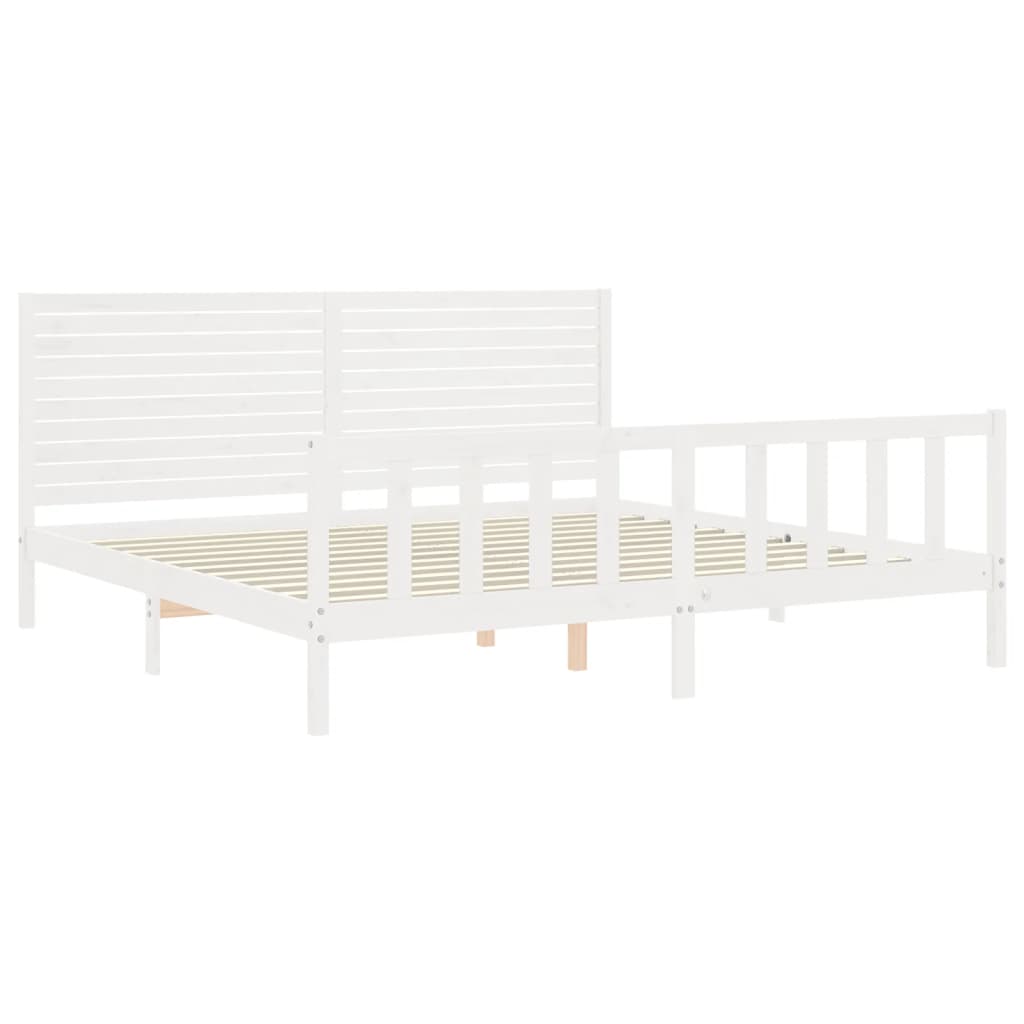 vidaXL Bed Frame without Mattress White Super King Size Solid Wood Pine